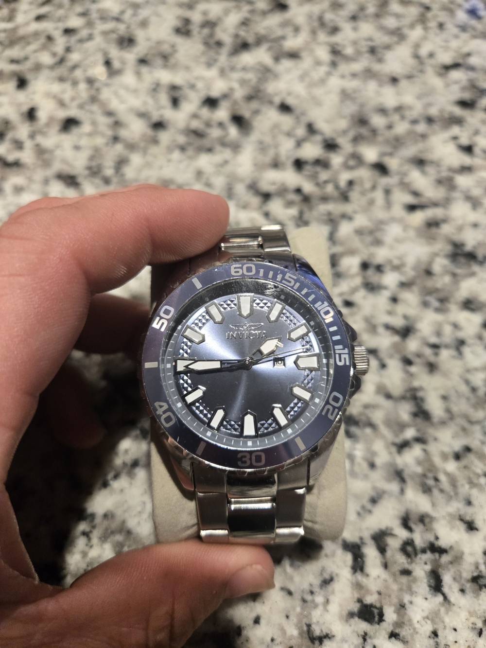 Invicta Silver and Blue Stainless Steel Men's Watch
